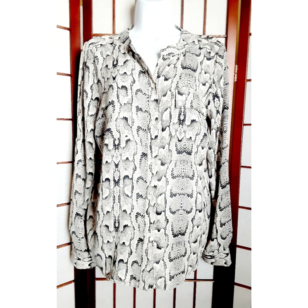 Fylo Python Print Button Down Rollover Sleeve Cre… - image 1